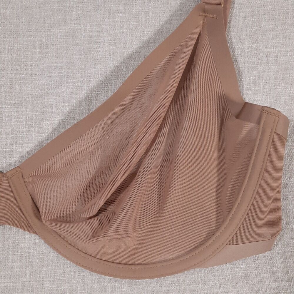 CUUP The Plunge Bra Size 32H NWOT Sheer Mesh Taupe Gold Hardware Triple Hook/Eye - Picture 8 of 14